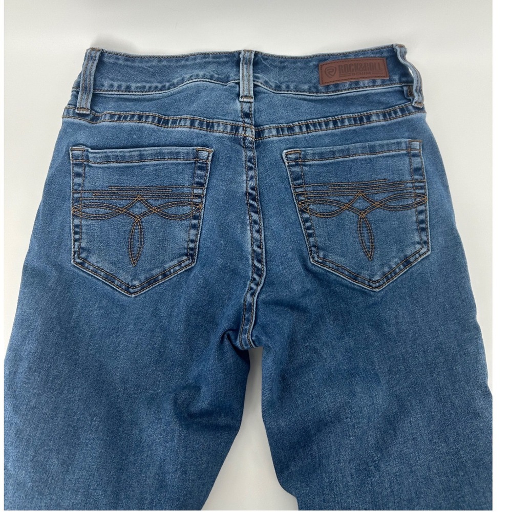Rock & Roll Denim Womens‎ Mid Rise Bootcut Jeans Blue W28 L30 Stretch Western - Picture 8 of 12